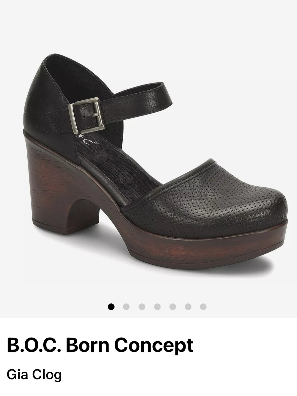 b.o.c. Black Perforated Leather Ankle-Strap Clog